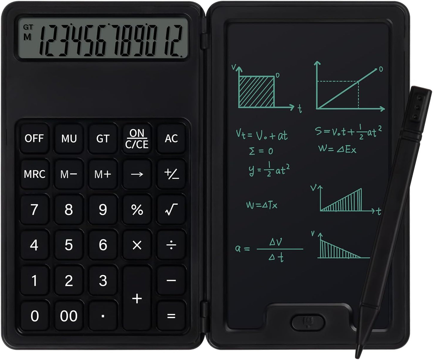 Desk Portable Basic Calculator, Small Mini Calculators with Writing Notepad and Stylus, More Lightweight and Portable, 12Digit Large Display Multi-Function for Office, School, Home & Financial (Black)